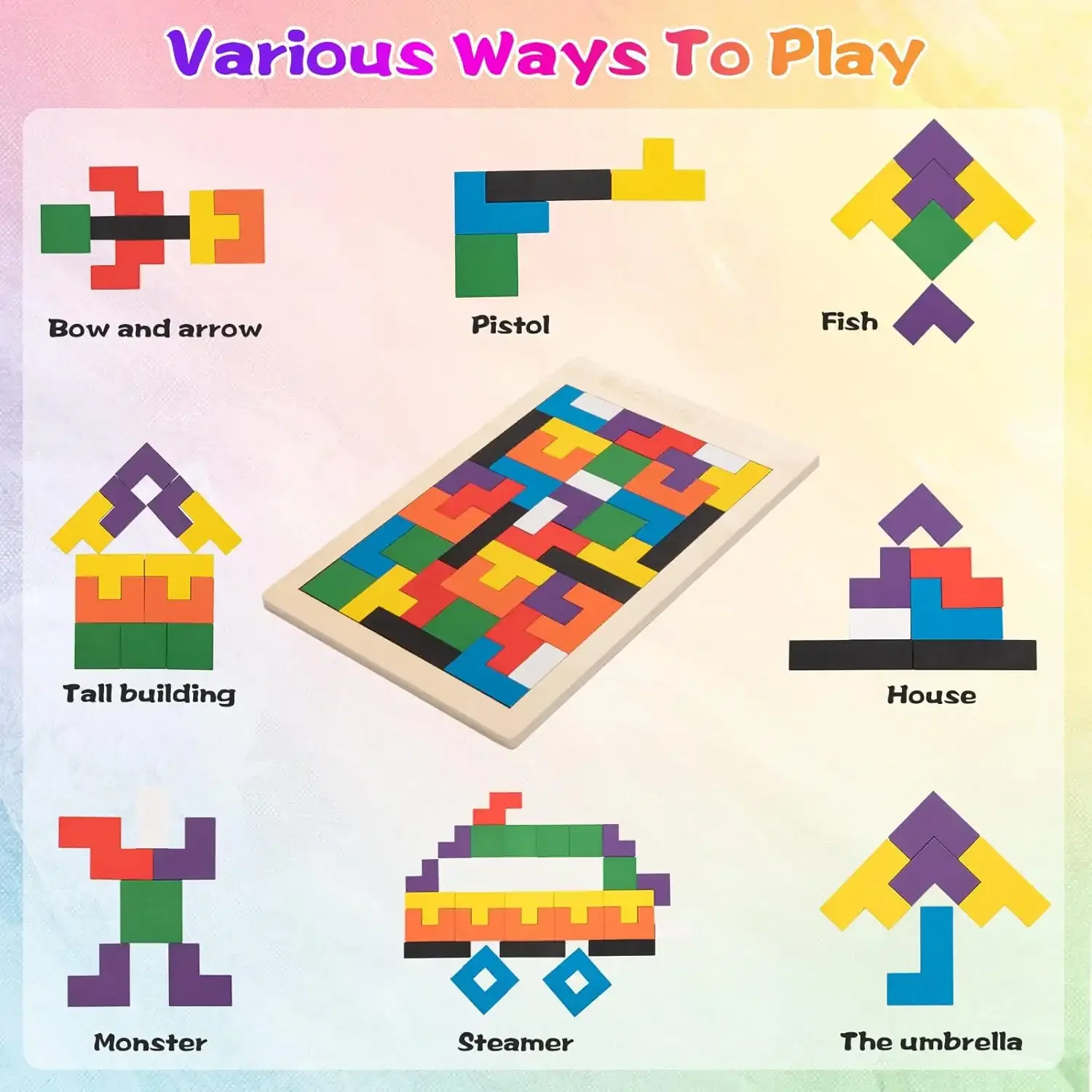 Wooden Intelligence Toy Tangram Puzzle Primary